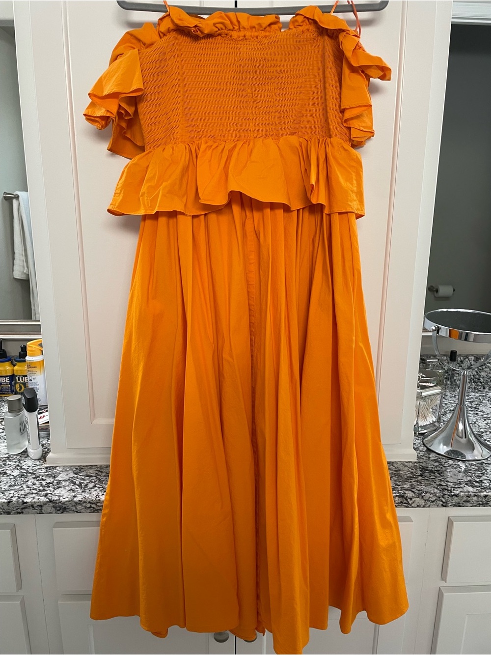 Toccin x RTR Orange Ruffle Off-Shoulder Formal Dress - Picture 2 of 13